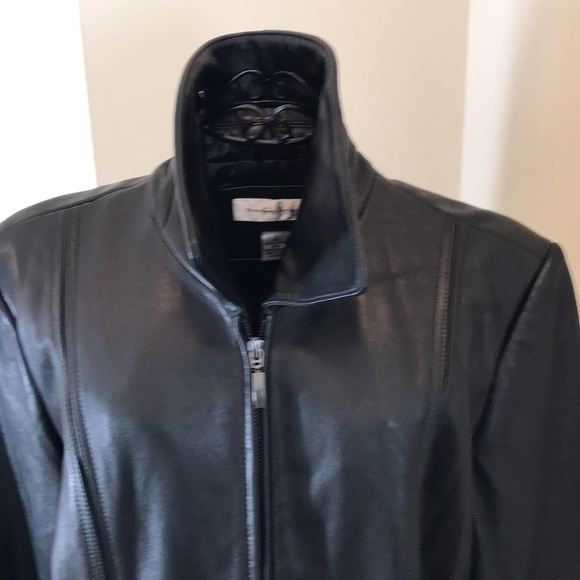 Preston & York Black Lamb Skin Leather Jacket with Zipper & Size Pockets Size L - Picture 2 of 8